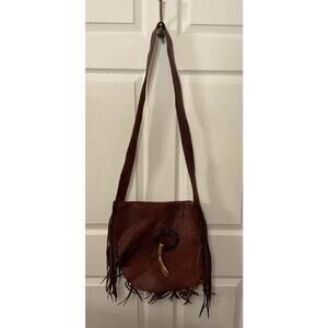 Large Jimmi WZ Natural Leather Handmade Western Fringe Messenger Crossbody Bag